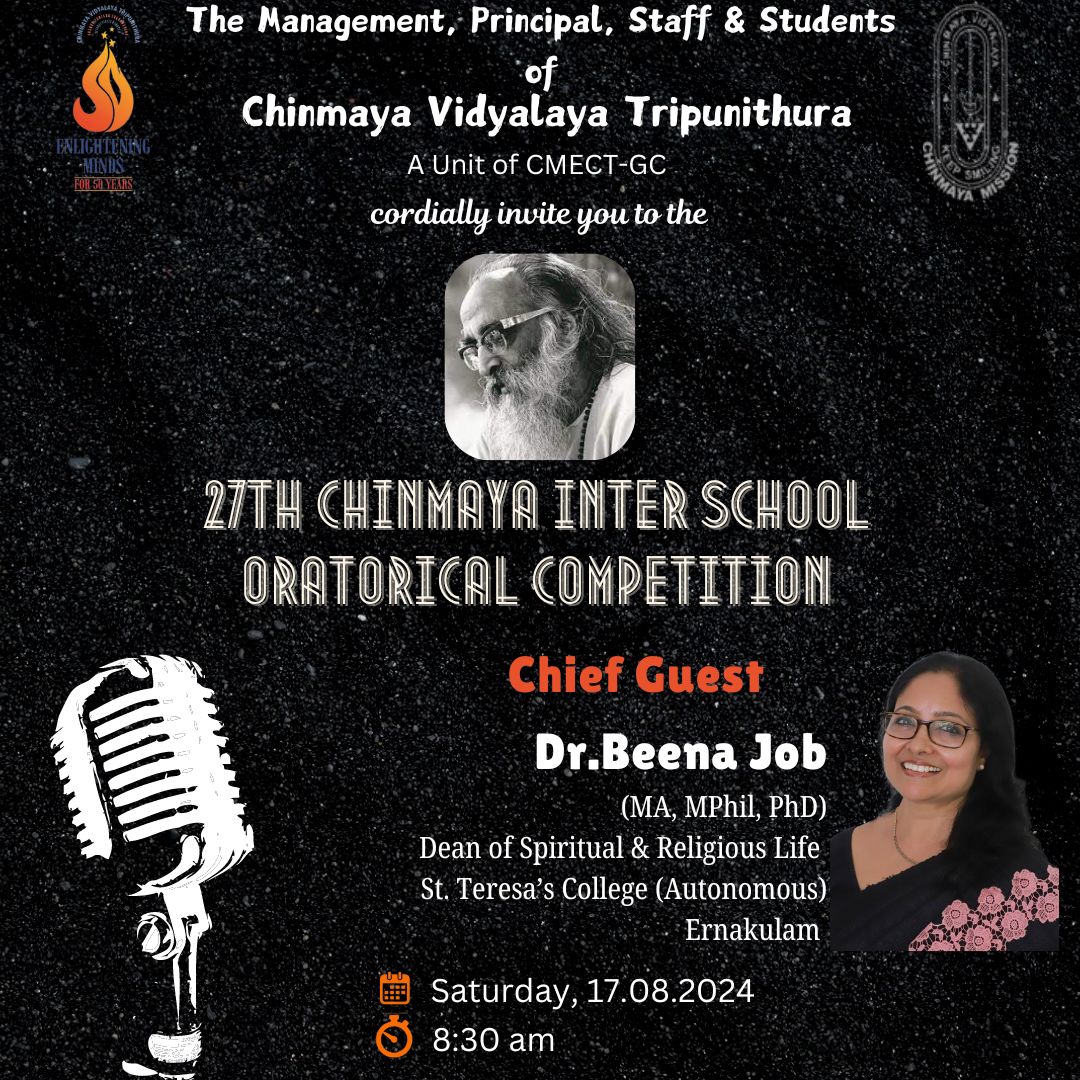 16th CHINMAYA INTER SCHOOL ORATORICAL COMPETITION 2024