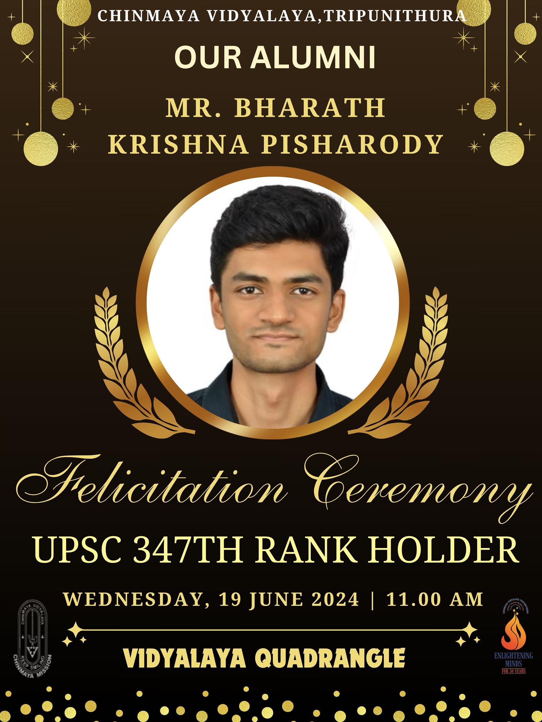 FELICITATION CEREMONY-Mr. Bharath Krishna Pishrody